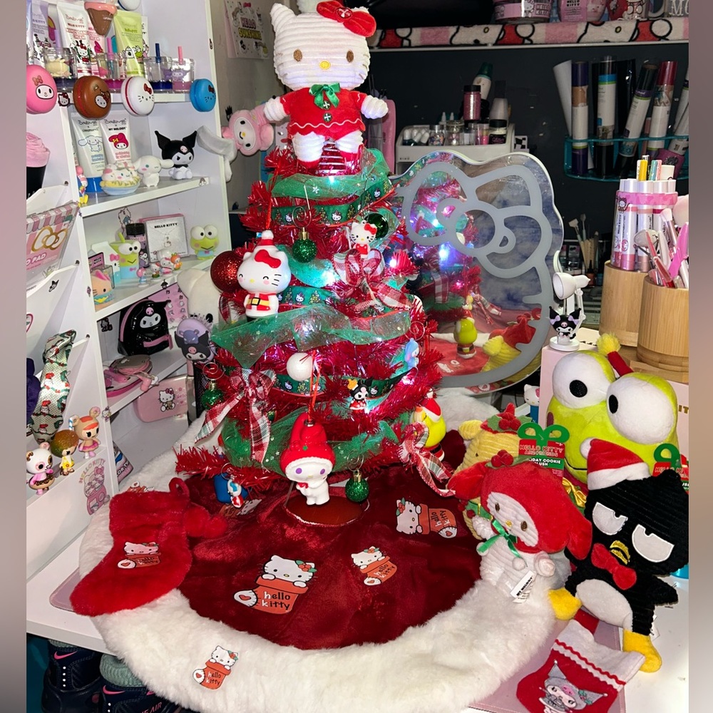 Handmade, One of a Kind, Hello Kitty & Friends Miniature Christmas Tree +